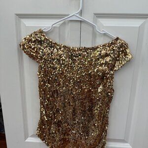 Free People Late Last Night Tee, Gold Sequin